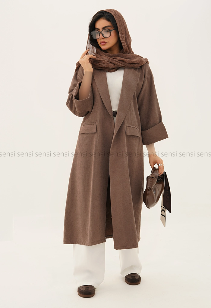 مانتو بلند آستین دوبل کد 1005485